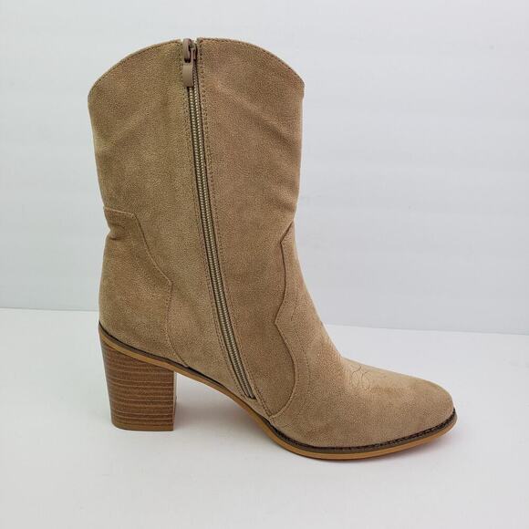 Olivia & Kate New York Bonita Womens Size 9.5 Brown 3.25" Heeled Western Boots - Picture 4 of 14